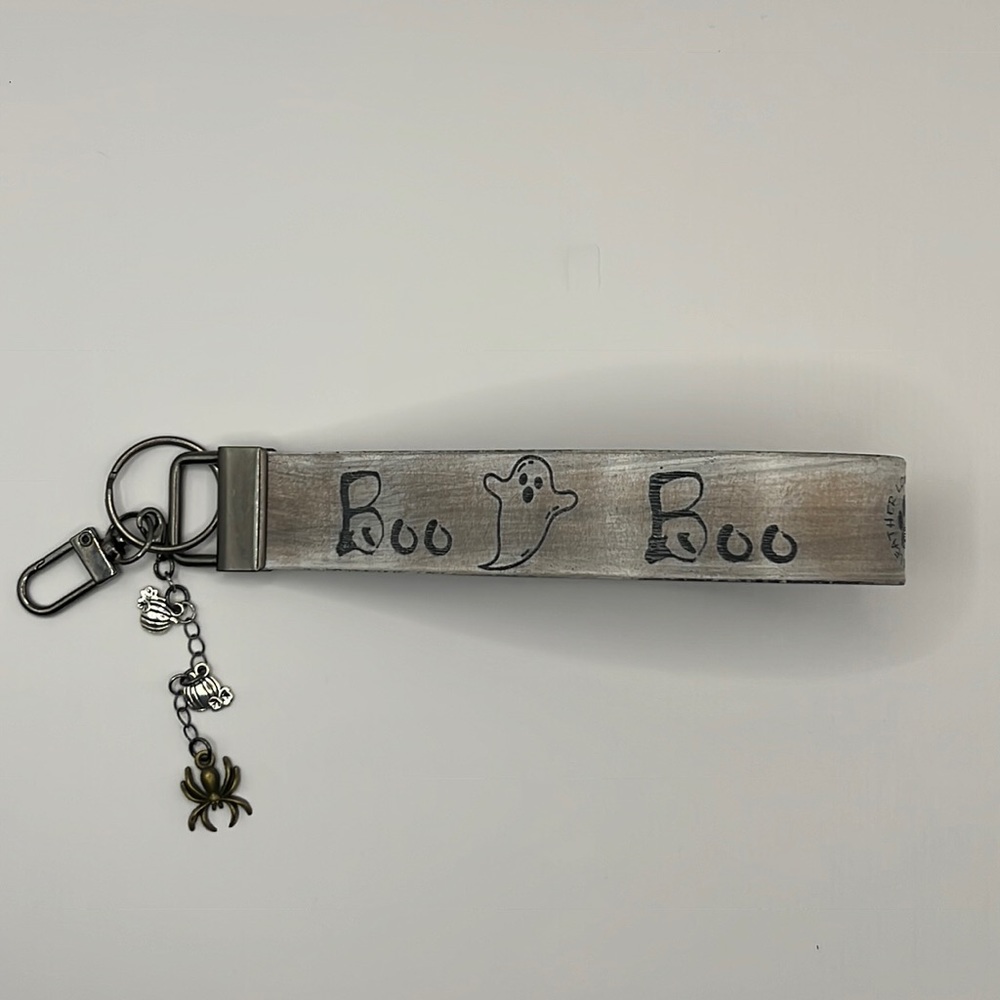 HAND CRAFTED HANDMADE Halloween Leather Custom Laser Engraved Key Fob Key Chain